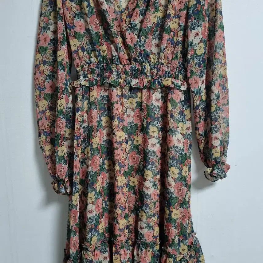 [BUNJANG] Flower Pattern Chiffon Dress / M (66) 플라워패턴 쉬폰 원피스