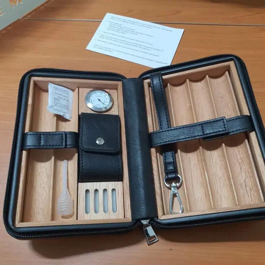 [BUNJANG] Black Leather Cigar Case Humidor / 블랙 가죽 시가 케이스 휴미더