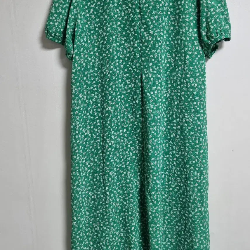 [BUNJANG] Green Flower Pattern Chiffon Dress / M (66) 그린 플라워패턴 쉬폰 원피스