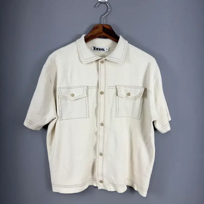 [BUNJANG] TONZ Stitch Point Short Sleeve Shirt E188 / 톤즈 스티치 포인트 반팔 셔츠 E188