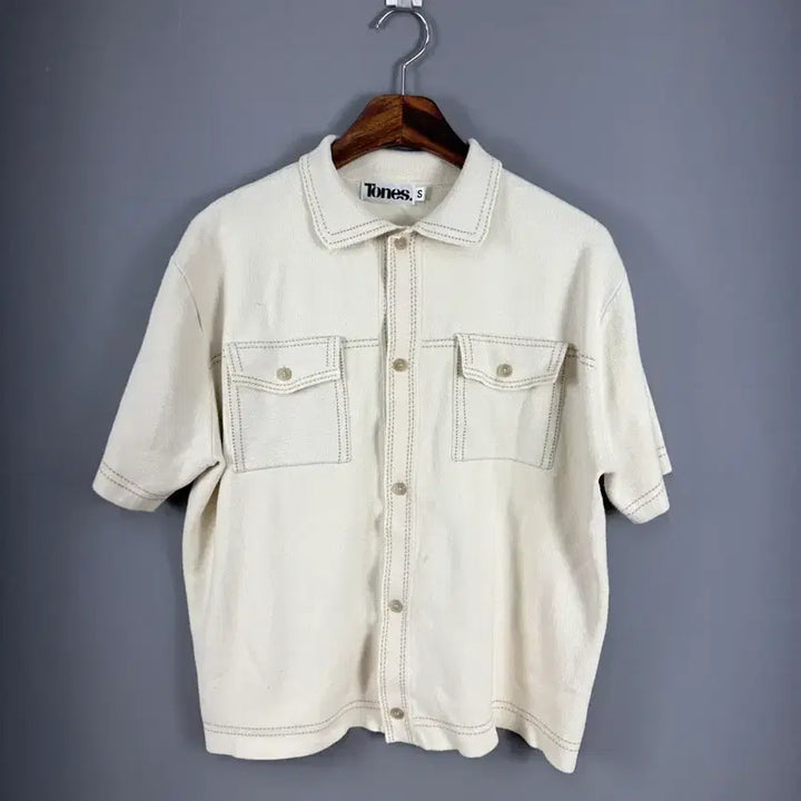 [BUNJANG] TONZ Stitch Point Short Sleeve Shirt E188 / 톤즈 스티치 포인트 반팔 셔츠 E188