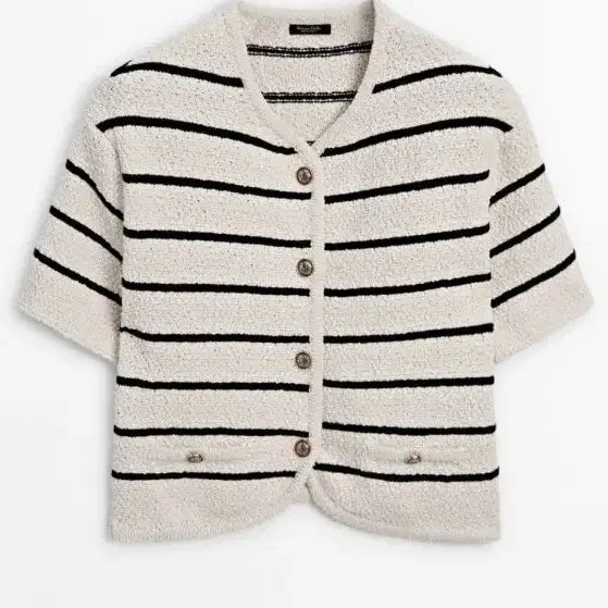 [BUNJANG] Massimo Dutti Striped Short Sleeve Cardigan / 새상품) 마시모두띠 스트라이프 반팔 가디건