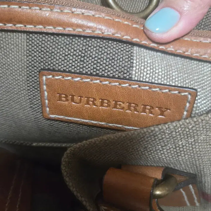 [BUNJANG] Burberry Check Canvas Tote Bag with Strap / 버버리 체크무늬 캔버스 토트백 + 스트랩