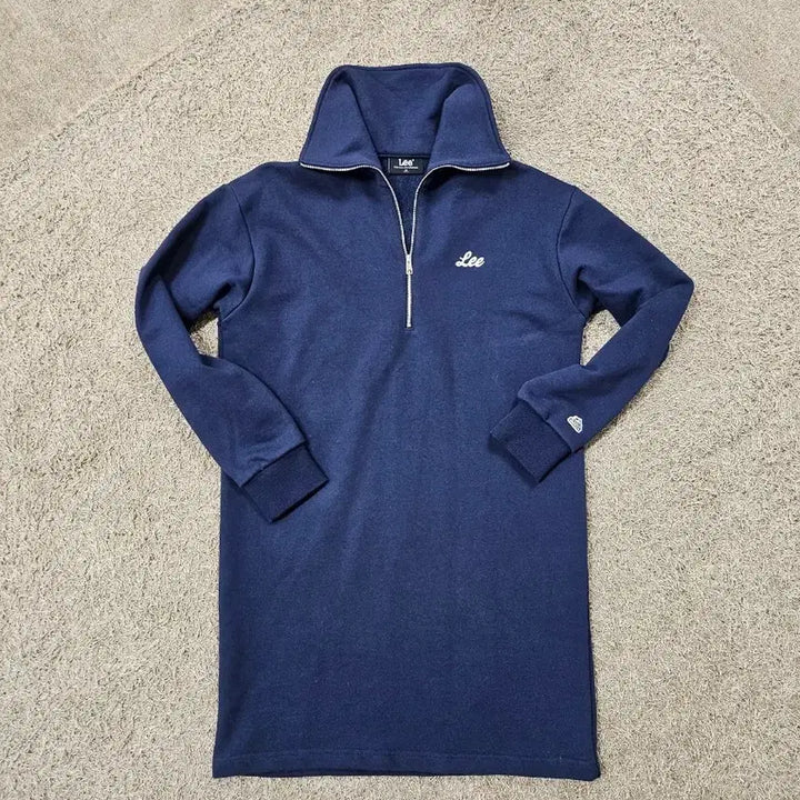[BUNJANG] Lee Union Logo Half Zip Sweatshirt Dress Navy / Lee 유니온 로고 하프집업 맨투맨 원피스