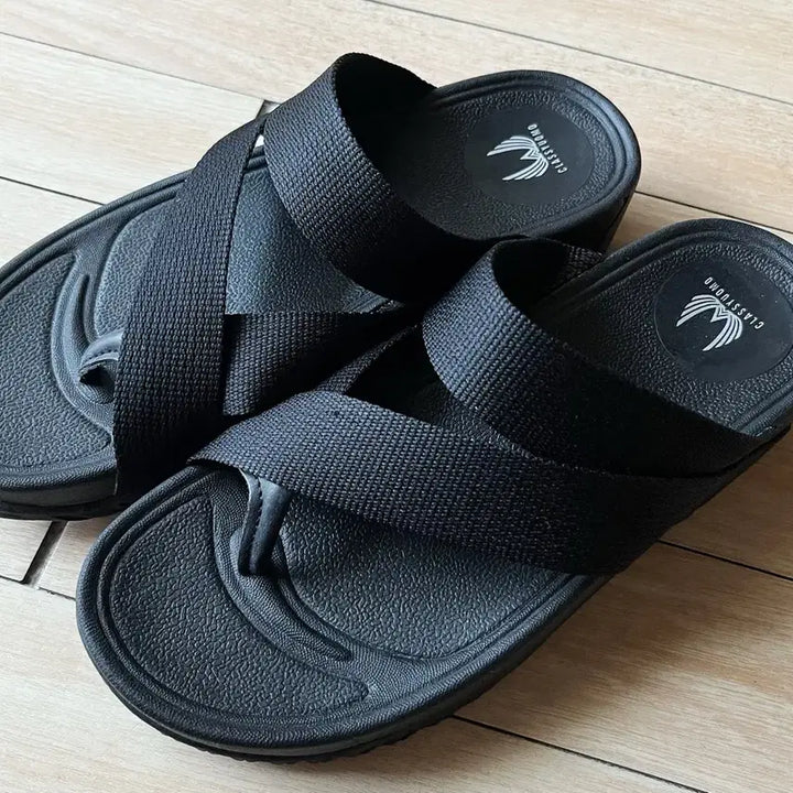 [BUNJANG] Black Platform Flip-Flop Sandals (Unisex 250mm) / 키높이 쪼리 샌들 새것