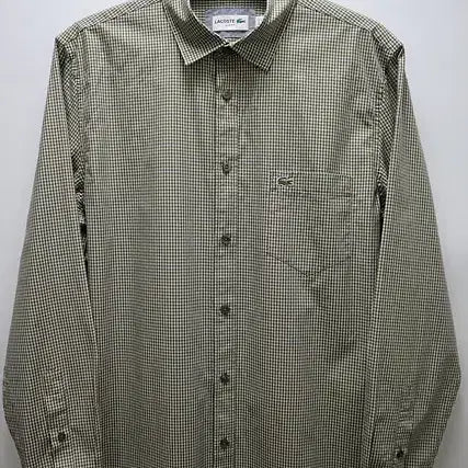 [BUNJANG] Lacoste Khaki Check Slim Fit Shirt / 라코스테 카키체크 셔츠 슬림핏 드라이완료