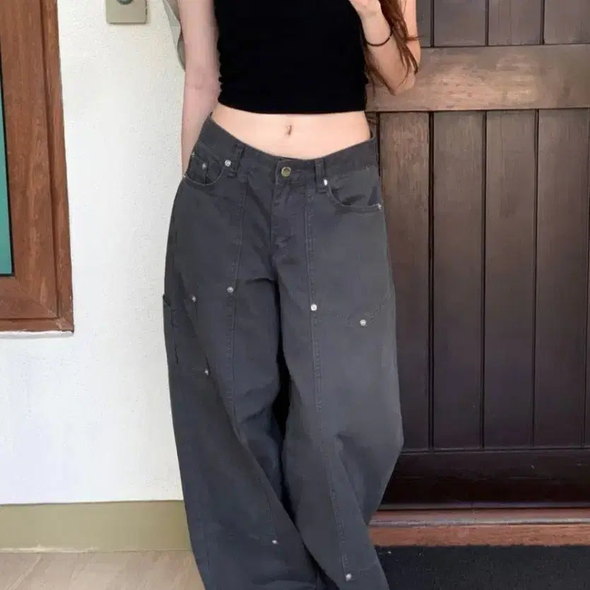 [BUNJANG] Jennie Carpenter Wide Pants Charcoal S Size / 제니 카펜터 와이드 팬츠 차콜 S사이즈