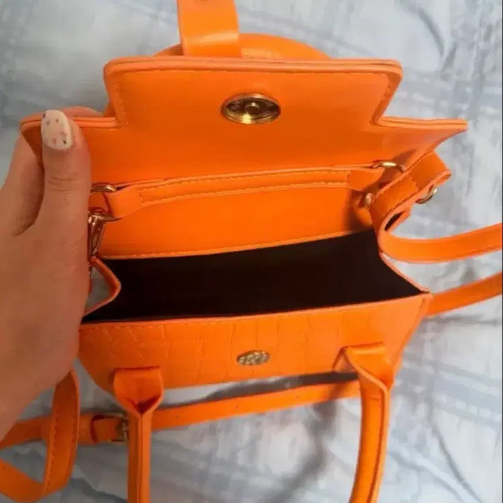 [BUNJANG] Orange Mini 2-Way Crossbody Tote Bag / [거의새것] 오렌지 미니 크로스백 토트백 2way