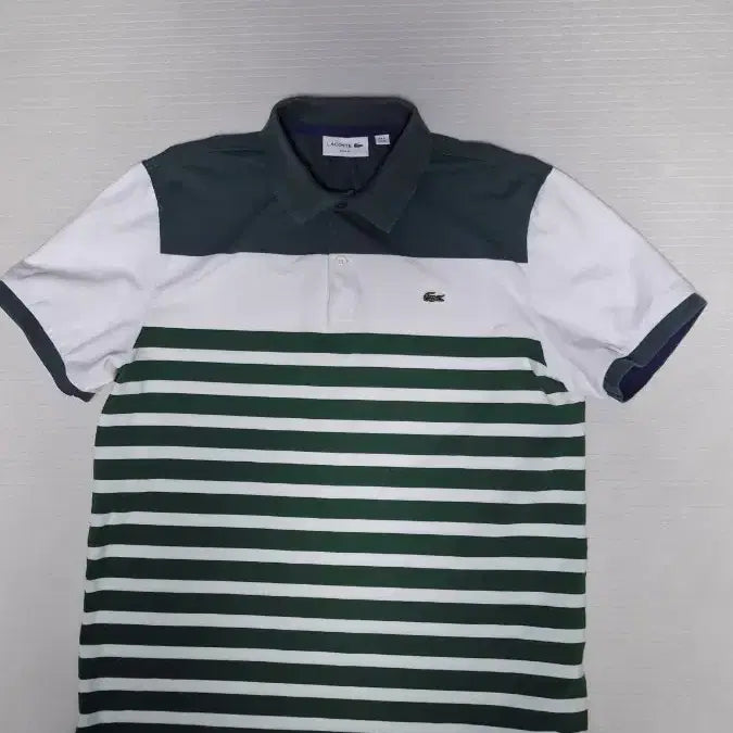 [BUNJANG] Lacoste Striped Collar T-Shirt XL/6 (105) / (정품 매장판) 라코스테 스트라이프 카라티 105