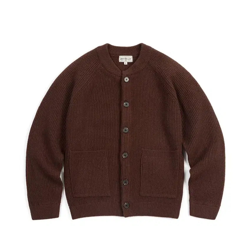 [BUNJANG] Boogie Holiday Lambswool Round Neck Cardigan Brown / (L) 부기홀리데이 램스울 라운드 가디건 브라운