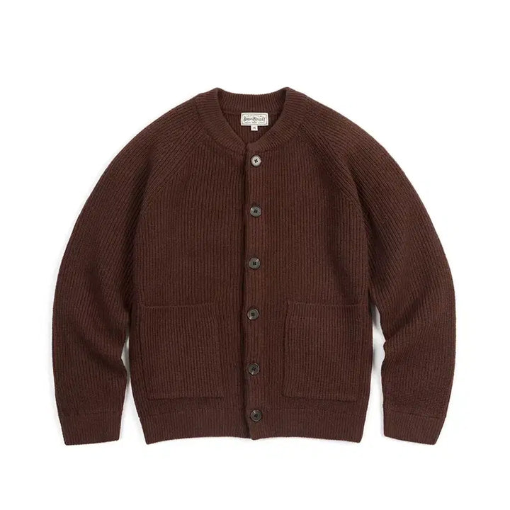 [BUNJANG] Boogie Holiday Lambswool Round Neck Cardigan Brown / (L) 부기홀리데이 램스울 라운드 가디건 브라운