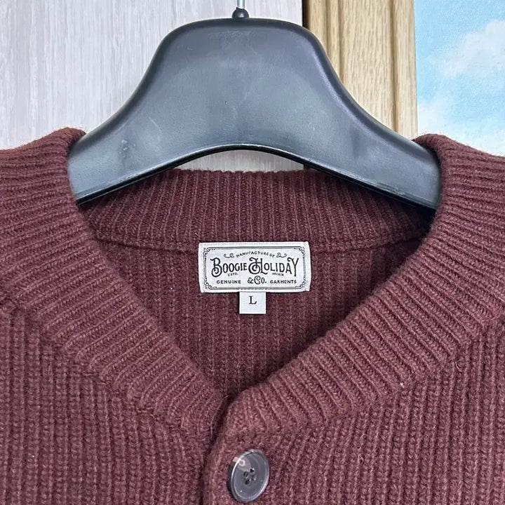[BUNJANG] Boogie Holiday Lambswool Round Neck Cardigan Brown / (L) 부기홀리데이 램스울 라운드 가디건 브라운