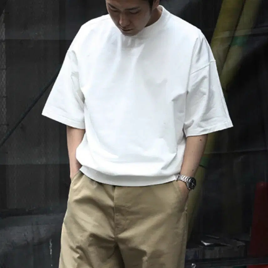 [BUNJANG] Auralee Super High Gauge Sweat P/O White / 오라리 슈퍼 하이 게이지 스웨트 빅 티 화이트