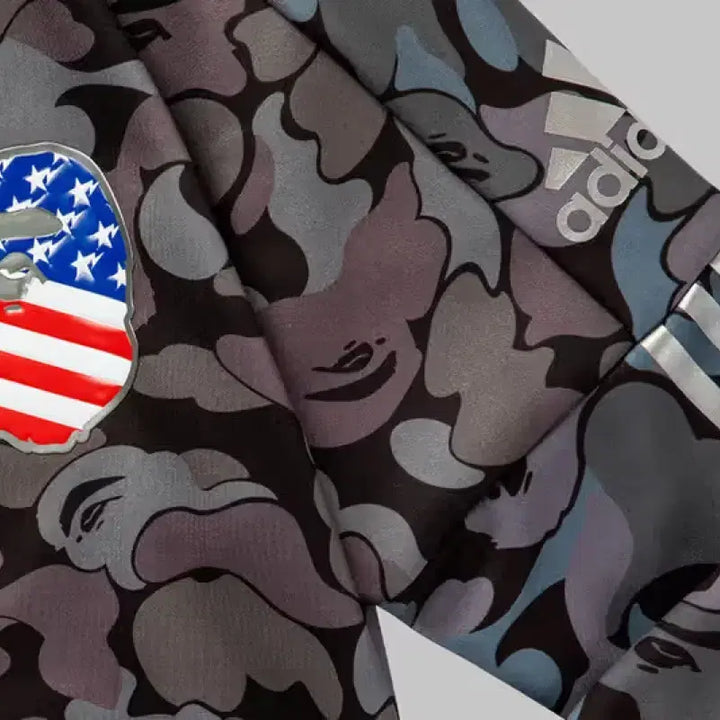 [BUNJANG] BAPE x Adidas Camo Shark Zip-Up Hoodie Black / 베이프x아디다스 카모 샤크 후드집업 흑계