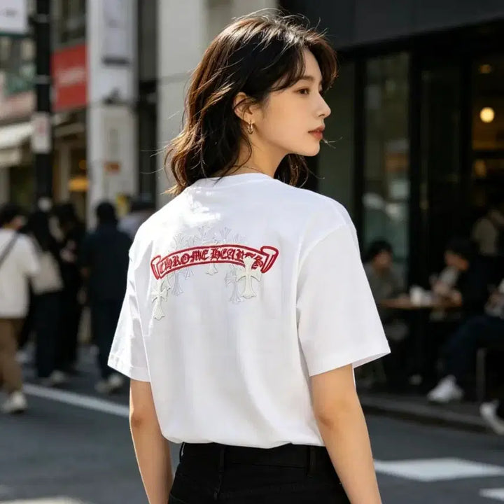 [BUNJANG] Chrome Hearts Cross Embroidery Short Sleeve T-Shirt / 크롬하츠 십자가 자수 반팔 티셔츠