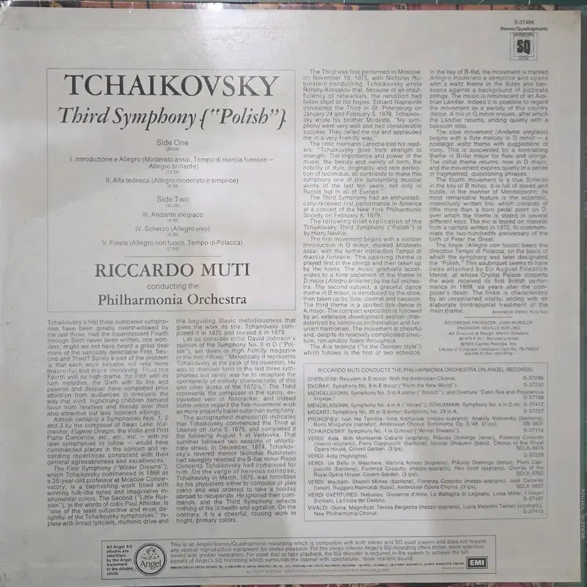 [BUNJANG] Tchaikovsky Symphony No. 3 LP Vinyl Muti Conductor Sealed Import / [미개봉 수입반] 차이코프스키 교향곡 3번 LP 음반 무티 지휘