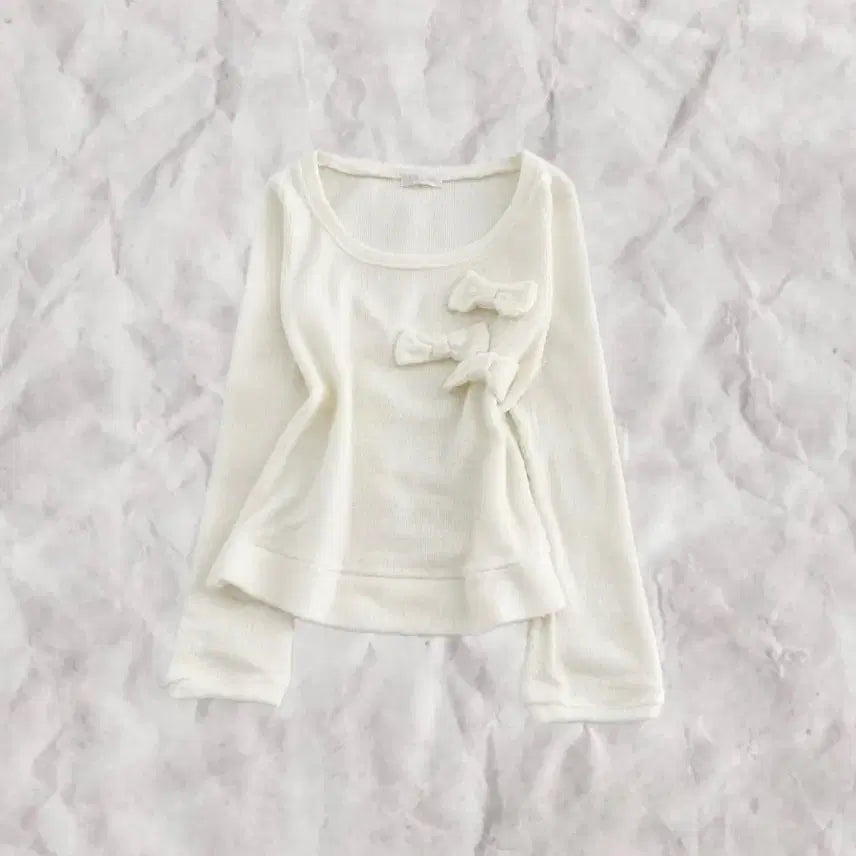 [BUNJANG] Lizlisa Ivory Ribbon Knit / 리즈리사 아이보리 리본 니트