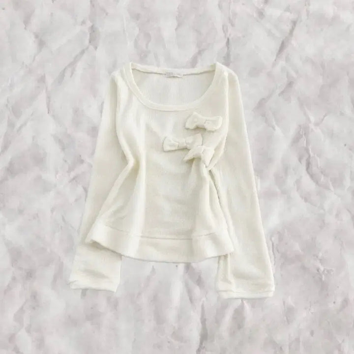 [BUNJANG] Lizlisa Ivory Ribbon Knit / 리즈리사 아이보리 리본 니트