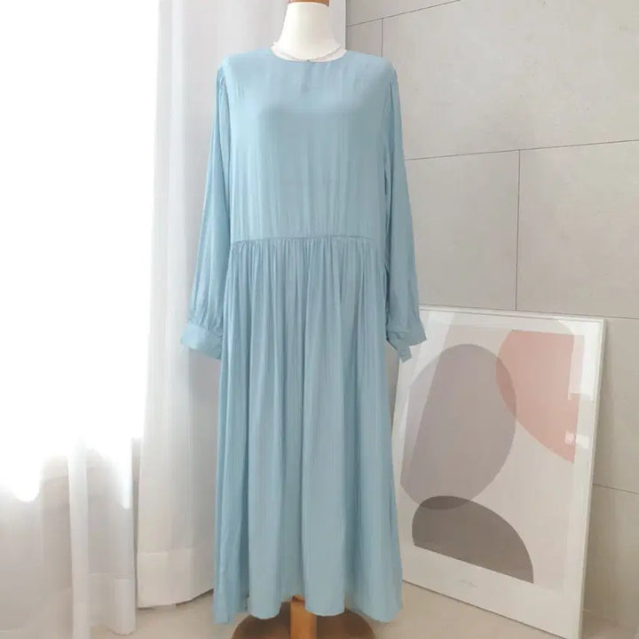 [BUNJANG] Charming Silk-like Summer Long Dress with Shirring / 새상품) 실크처럼 찰랑이는 루즈핏 셔링 여름 롱원피스 55~77