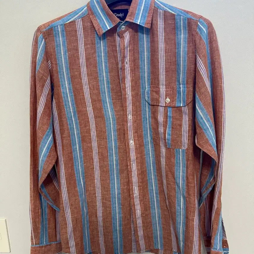 [BUNJANG] Drakes Striped Linen Shirt Medium / 드레익스 스트라이프 린넨 셔츠 미디움