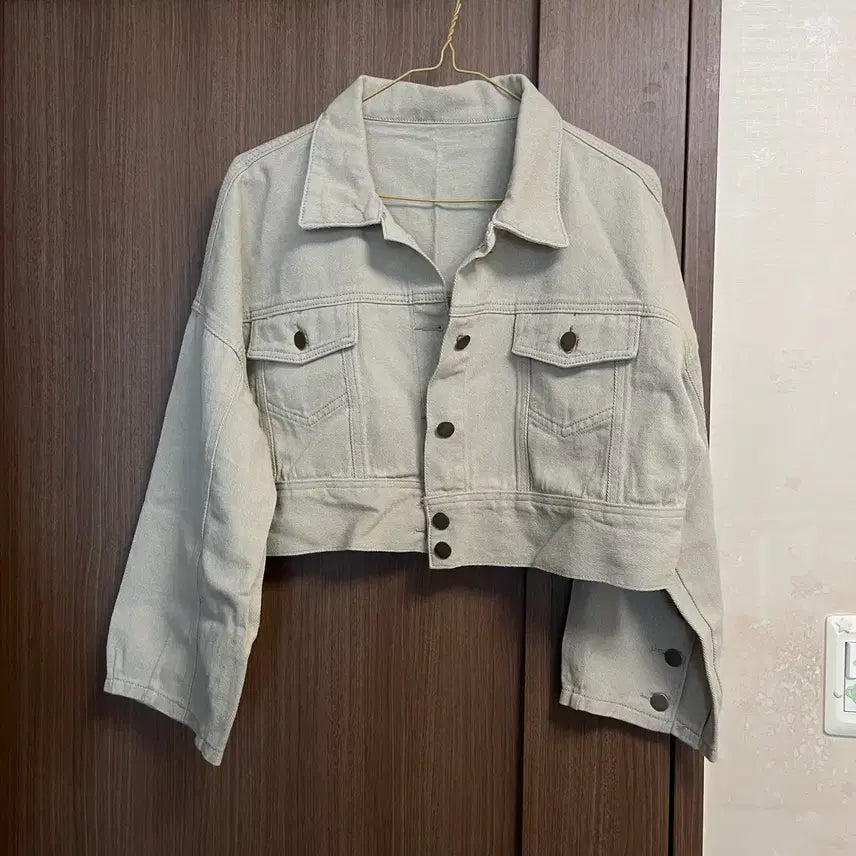 [BUNJANG] Beige Denim Jacket and Skirt Set / 베이지 데님 자켓 스커트 셋업 세트 투피스