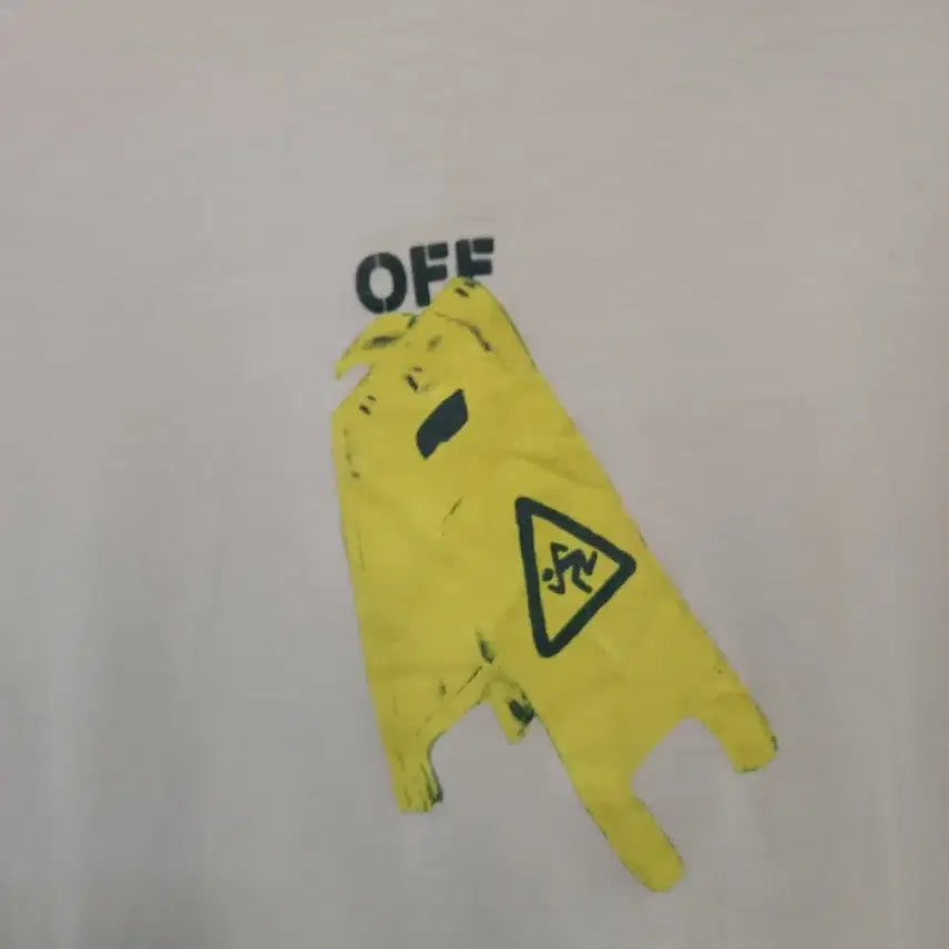 [BUNJANG] Off-White Caution Tape Short Sleeve T-Shirt White / OFF-WHITE 미끄럼주의 반팔 티셔츠 화이트