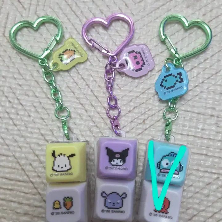 [BUNJANG] Sanrio LED Keycap Keychain Set (3 Types) / 산리오 led 키캡 키링 새상품 3종