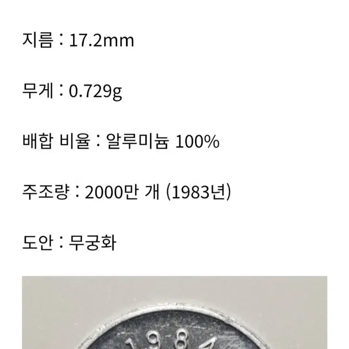 [BUNJANG] 1984 1 Won Coin Bundle Set (10 pieces) / 1984년    1원   7개 일괄