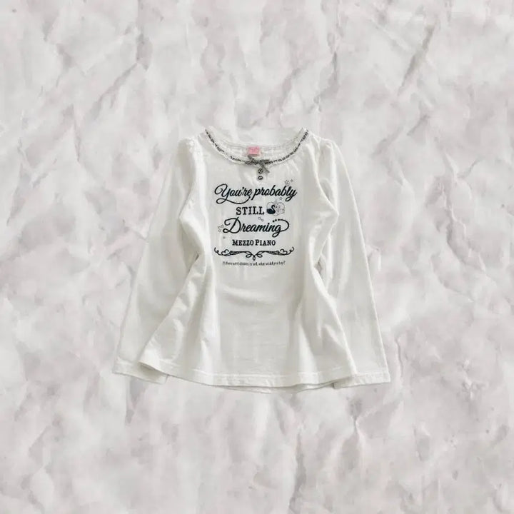 [BUNJANG] Mezzo Piano Ribbon White Long Sleeve / 메조피아노 리본 화이트 롱슬리브 stc진리빈티지