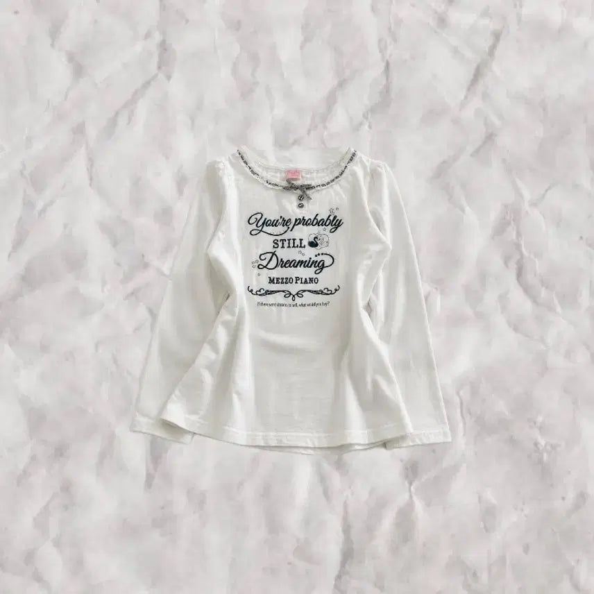 [BUNJANG] Mezzo Piano Ribbon White Long Sleeve / 메조피아노 리본 화이트 롱슬리브 stc진리빈티지