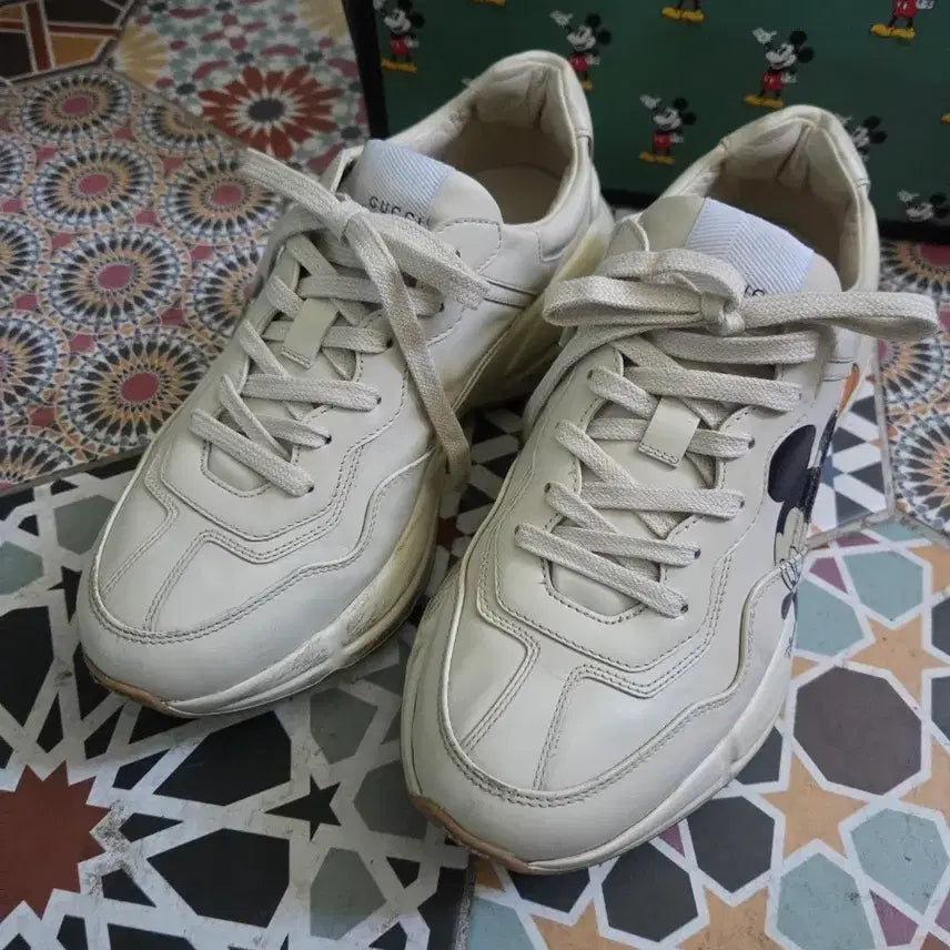 [BUNJANG] Gucci Mickey Rhyton Leather Sneakers / 구찌 미키 라이톤 5사이즈 245-250