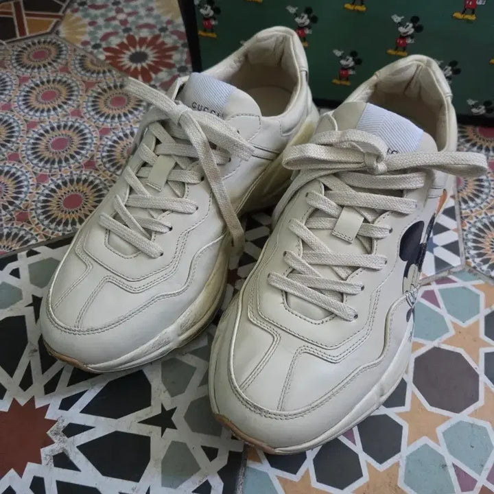 [BUNJANG] Gucci Mickey Rhyton Leather Sneakers / 구찌 미키 라이톤 5사이즈 245-250
