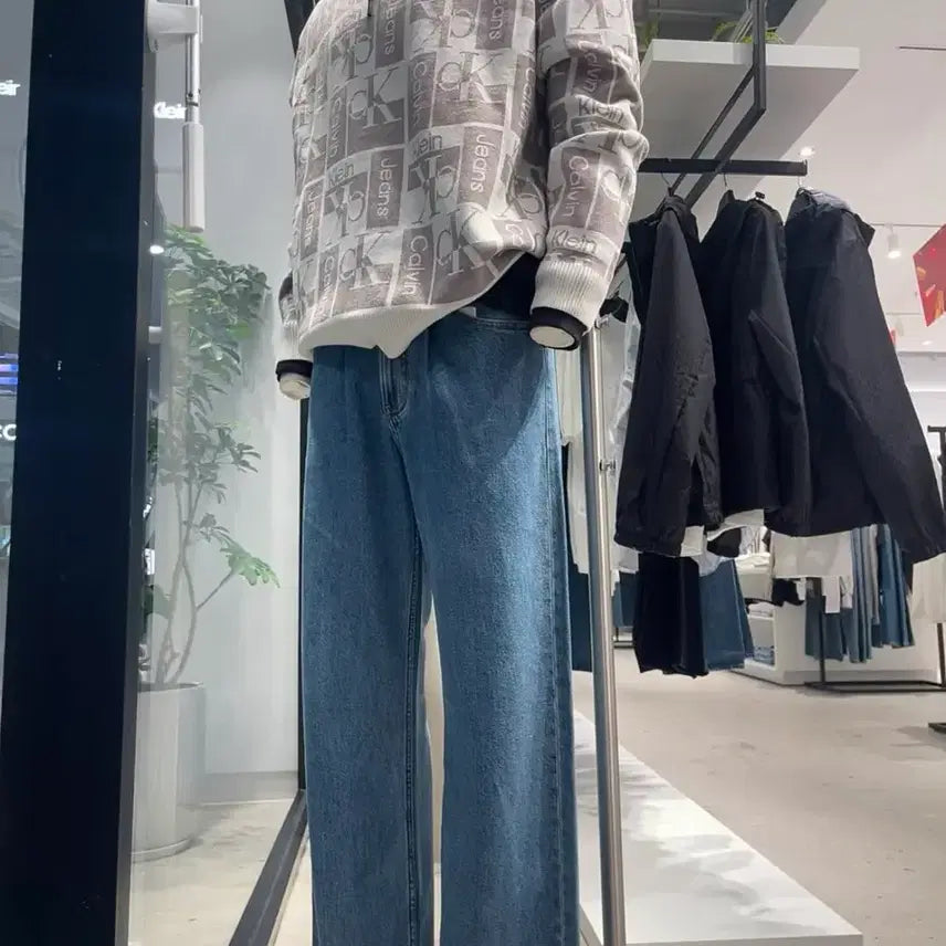 [BUNJANG] Calvin Klein Jeans All Over Logo Knit M / 캘빈클라인 진스 올오버 로고 니트 M