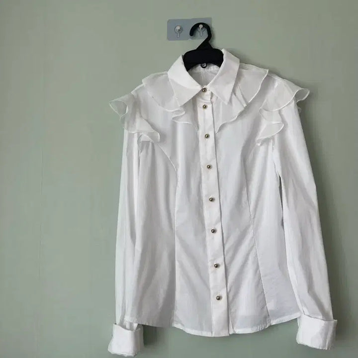 [BUNJANG] Cherish White Frill Blouse / 체리쉬 화이트 프릴 블라우스 (새상품