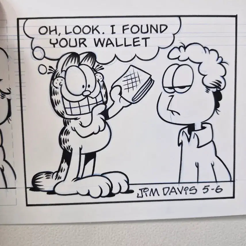 [BUNJANG] Jim Davis Signed Original Garfield Comic Strip Art / 가필드 Garfield 오리지널 만화 원본 원화 짐데이비스 싸인
