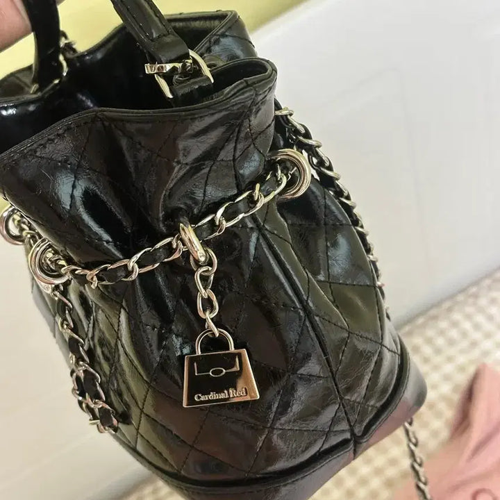 [BUNJANG] Cardinal Red Velvet Bag Black Tote Bag / 카디널레드 벨백 블랙