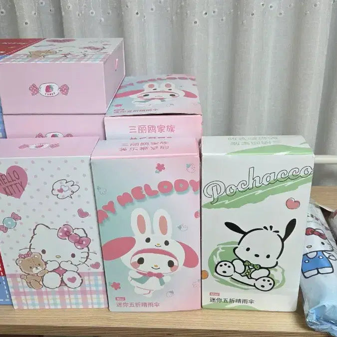 [BUNJANG] Sanrio Hello Kitty / My Melody / Pochacco Umbrella Set with Charms / 헬로키티/마이멜로디 양우산 세트