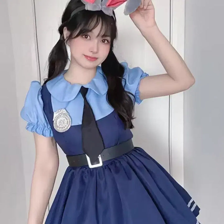 [BUNJANG] Zootopia Judy Cosplay Costume Set (L Size) / 주토피아 주디 코스프레 의상 L사이즈+넥타이+밸트+머리띠 판매