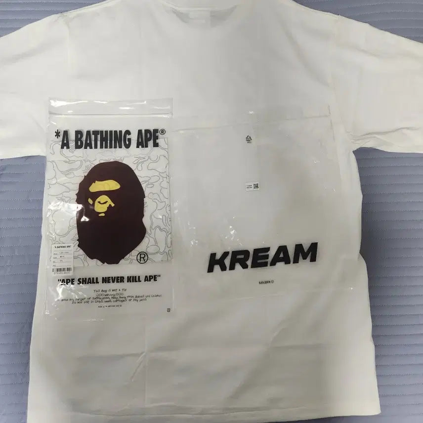 [BUNJANG] BAPE College T-Shirt White 2XL / 베이프 컬레지 2XL 새상품