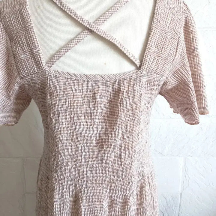 [BUNJANG] Square Neck Smocked Back Maxi Dress / 짱 시원&amp;편한 롱원피스