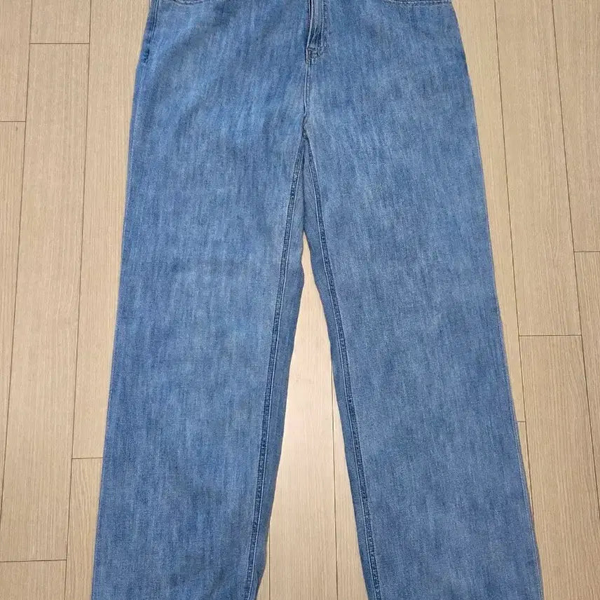 [BUNJANG] Unstandard Linen-Like Wide Denim Pants [Light Indigo] / 무탠다드 린넨 라이크 와이드 데님 팬츠 [라이트 인디고]
