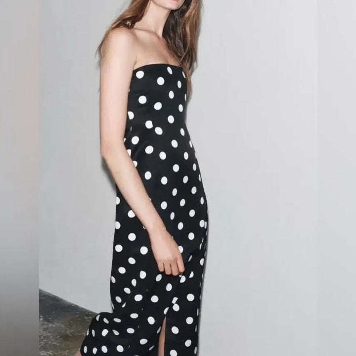 [BUNJANG] Zara Strapless Dot Dress (Size S) / 자라 스트랩리스 도트 원피스 (S)