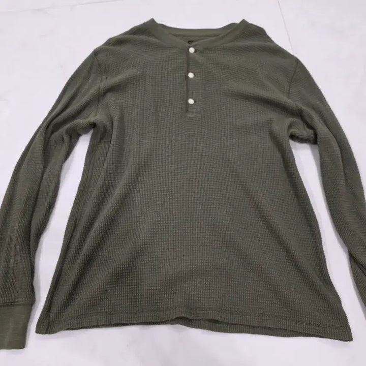 [BUNJANG] RRL Waffle Henley Long Sleeve T-Shirt Khaki / RRL 헨리넥 와플 긴팔 티셔츠 카키색