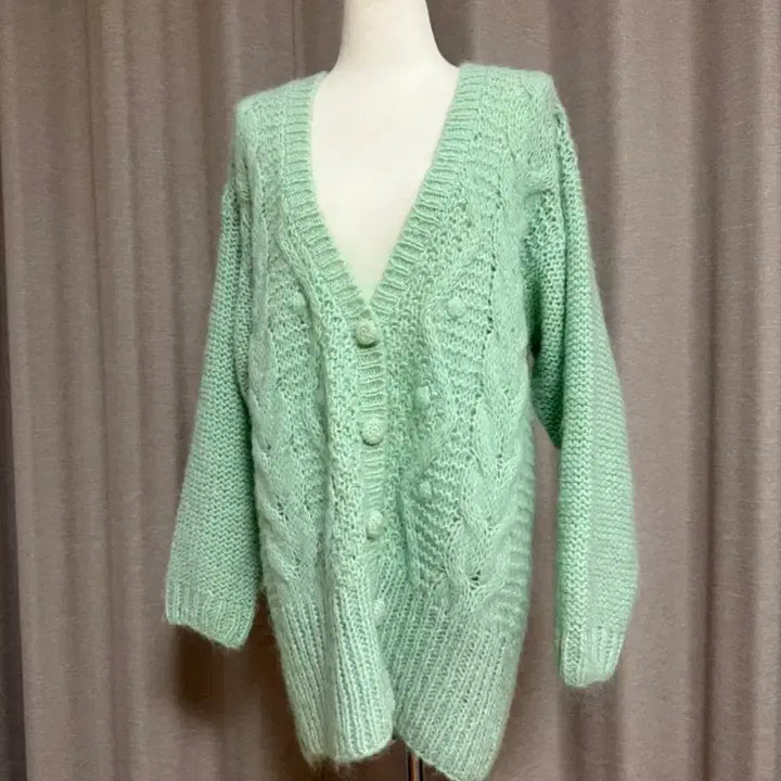 [BUNJANG] Mint Wool Blend Cardigan / 민트색 울50% 몽글몽글 가디건