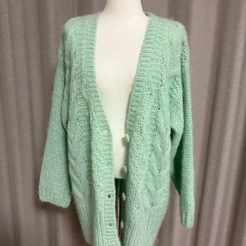 [BUNJANG] Mint Wool Blend Cardigan / 민트색 울50% 몽글몽글 가디건