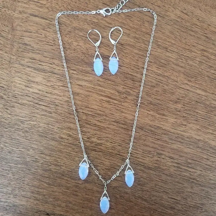 [BUNJANG] Natural Stone Necklace and Earring Set / (새상품)원석목걸이 귀걸이 셋트