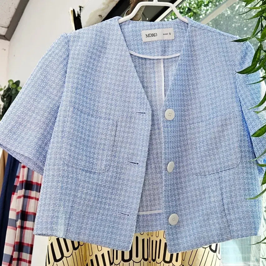 [BUNJANG] Mixxo Tweed Short-Sleeve Jacket (Size S) / [새상품]믹쏘 트위드 반팔 자켓(S)