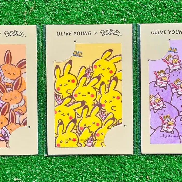 [BUNJANG] Pokemon Card Stickers 3 Types (Pikachu, Eevee, Ditto) / 포켓몬스터 올리브영 카드스티커 3종 피카츄 이브이 메타몽