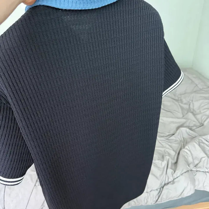 [BUNJANG] TIME Navy Knit Polo Shirt / TIME 타임 네이비 니트 폴로셔츠