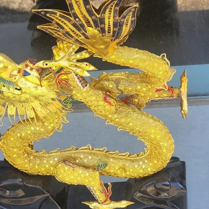 [BUNJANG] Chinese Antique Gilded Cloisonné Dragon Statue Ornament / 중국근대사 금도금 칠보용 조각상 장식품대형